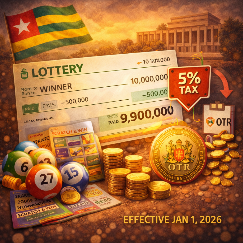 С 2026 года в Того вводится налог у источника на крупные выигрыши в лотерею в размере 5%