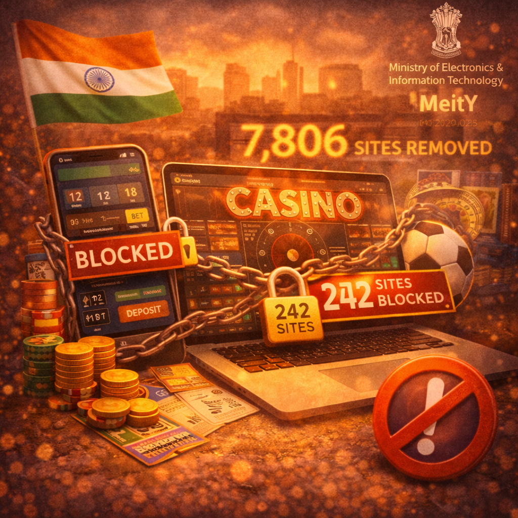 Индия заблокировала 242 нелегальных сайта по размещению ставок в соответствии с Законом об онлайн-играх